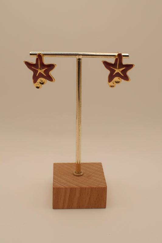 Anya Wine Red Star Chunky Earrings