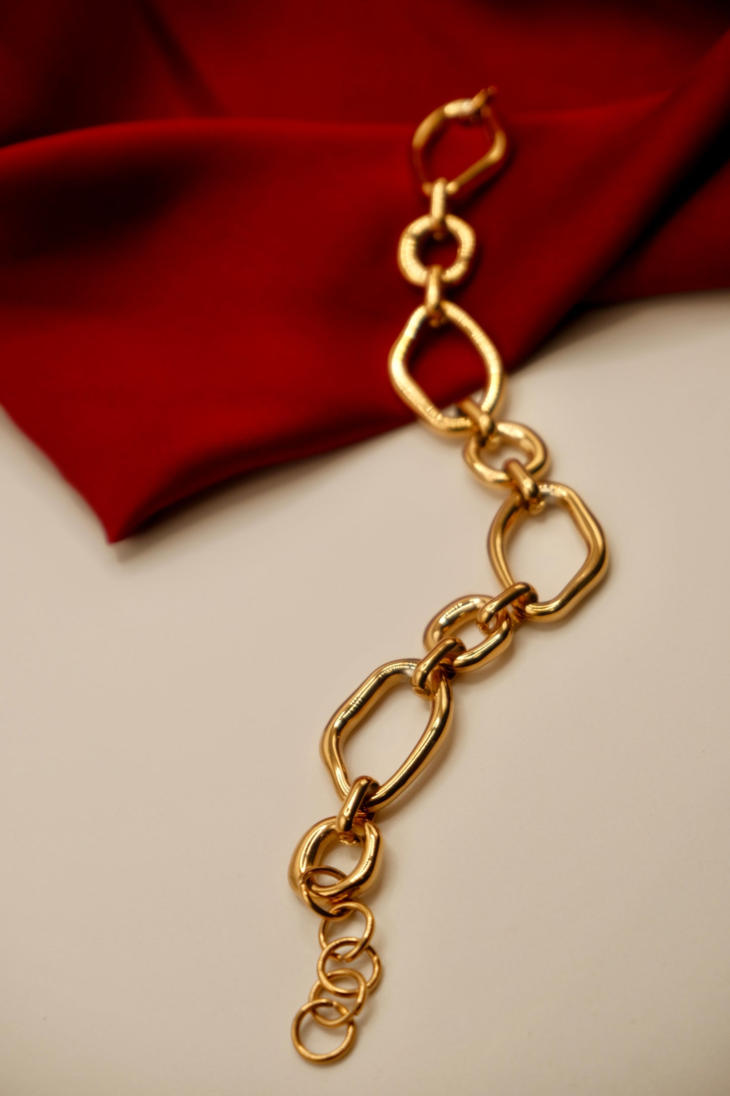 Cuban Irregular Gold Link Bracelet