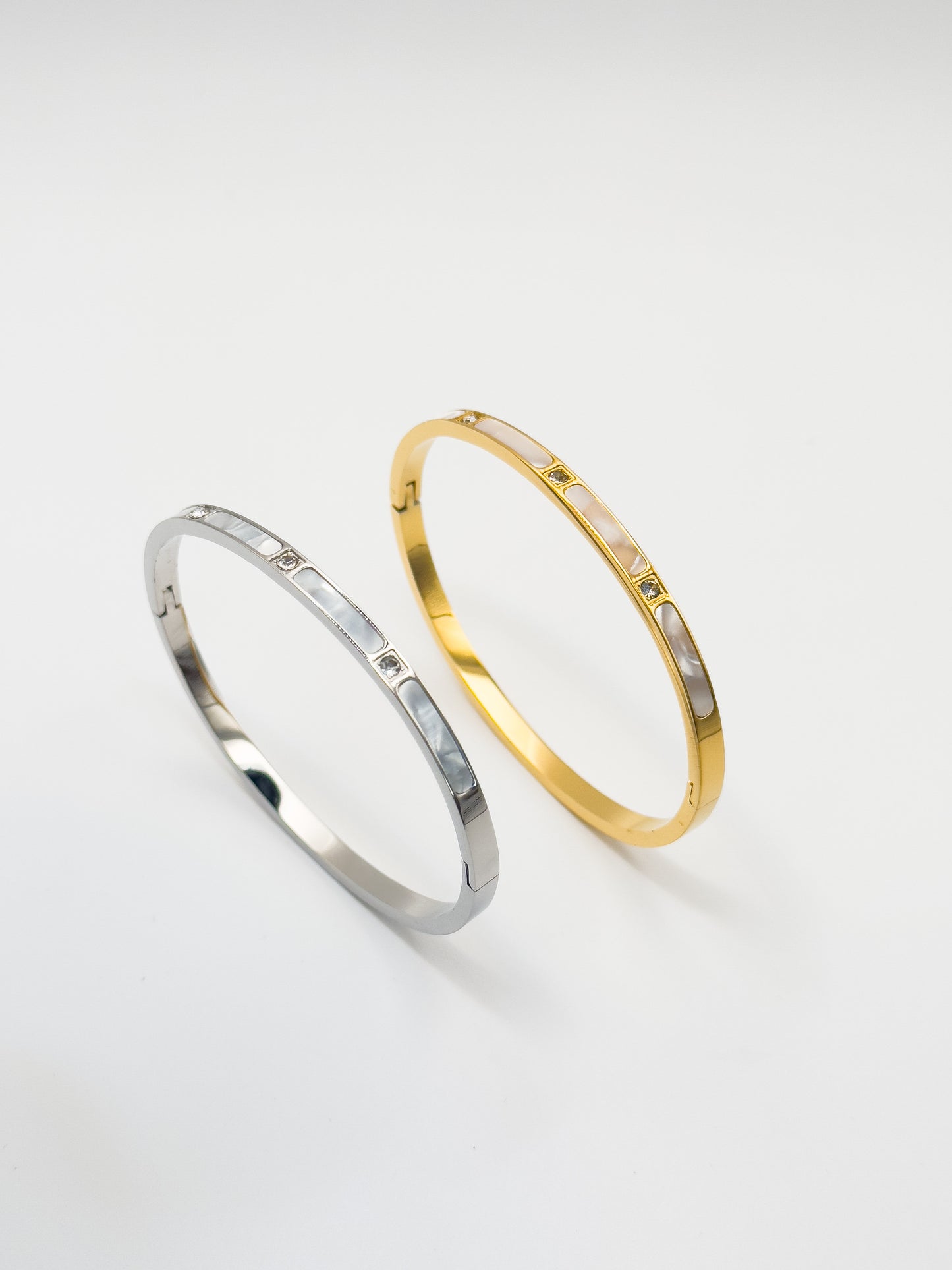 Oro Premium Elara Mother of Pearl Gold Silver Bangle