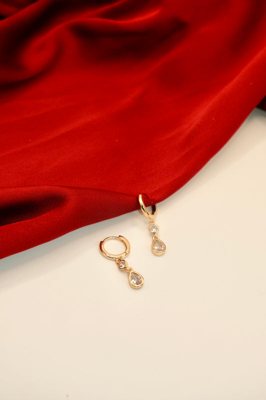 Alicia Hoops Double Crystal Drop Earrings