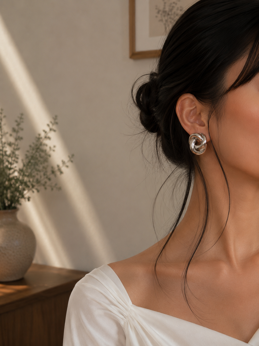 Anya Twisted Knot Silver Earrings