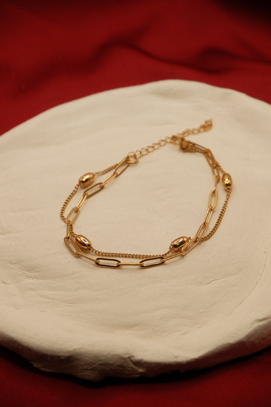 Paperclip Ball Gold Bracelet