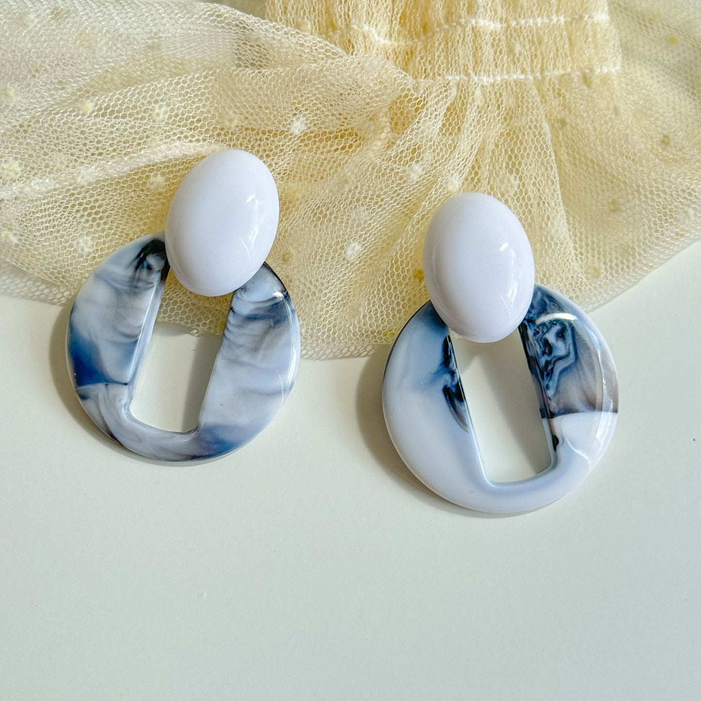 Hermosa White Marble Earrings