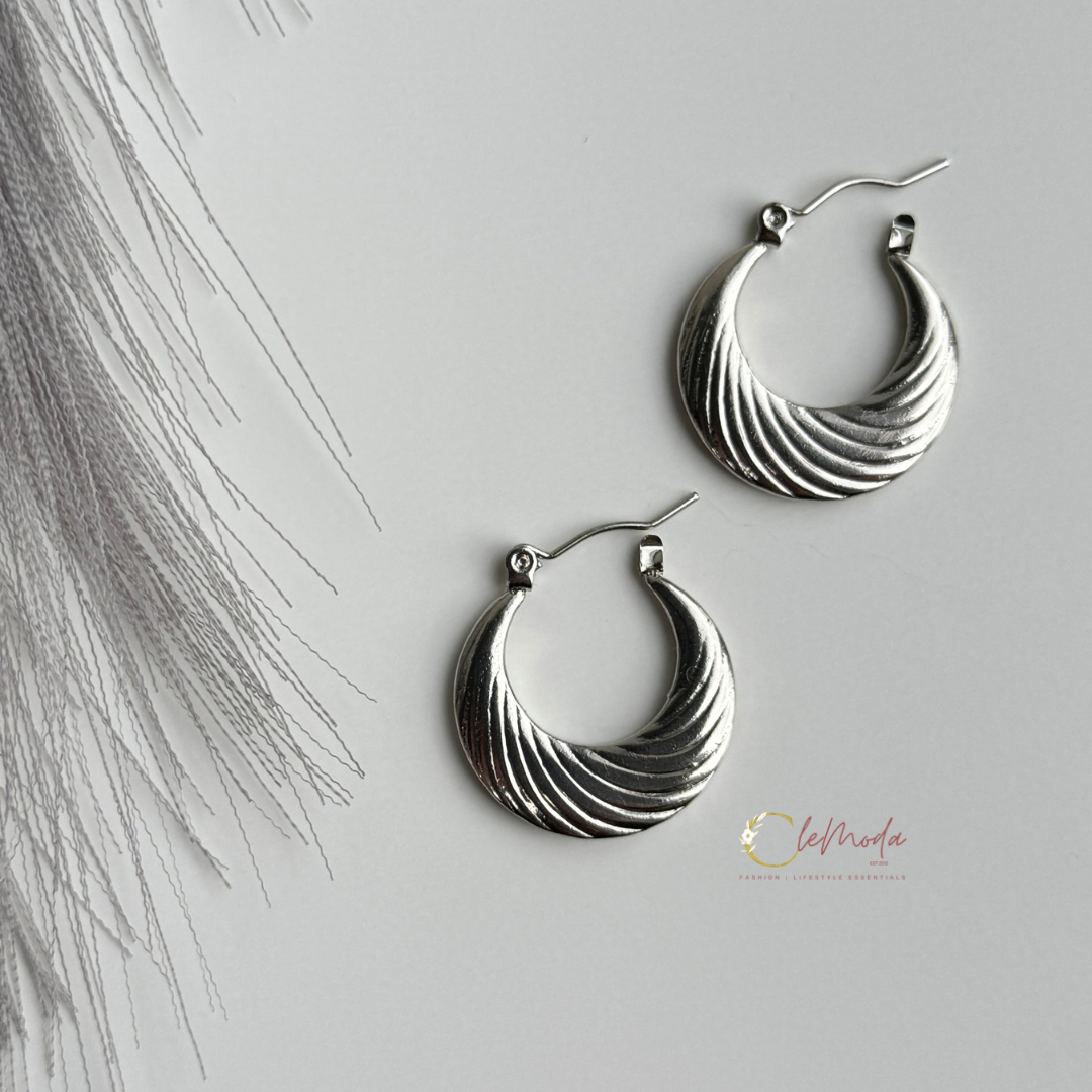 Anya Silver Medium Hoops Earrings