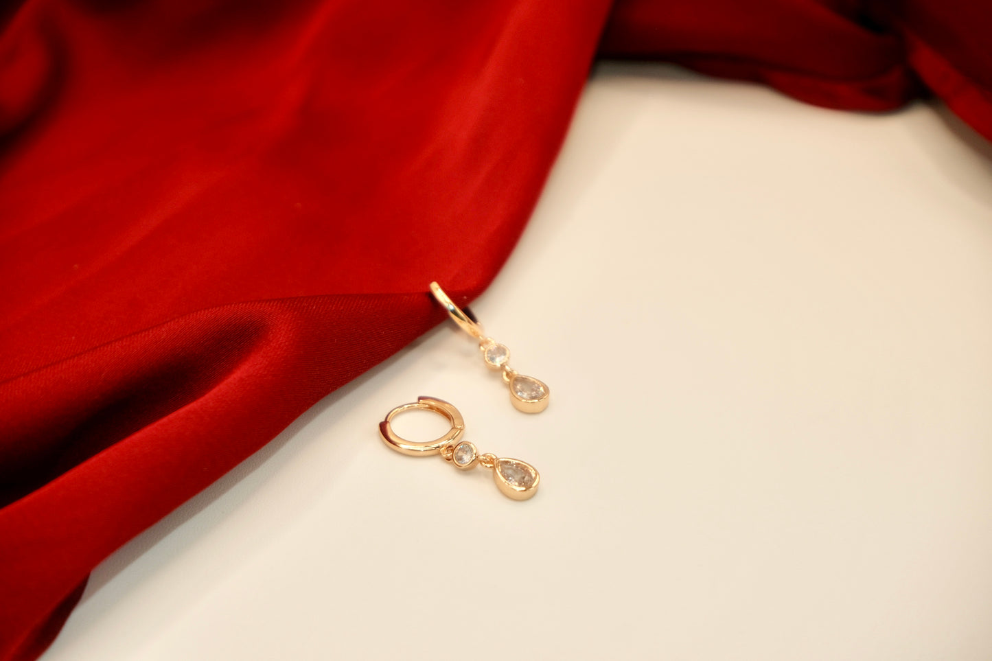 Alicia Hoops Double Crystal Drop Earrings