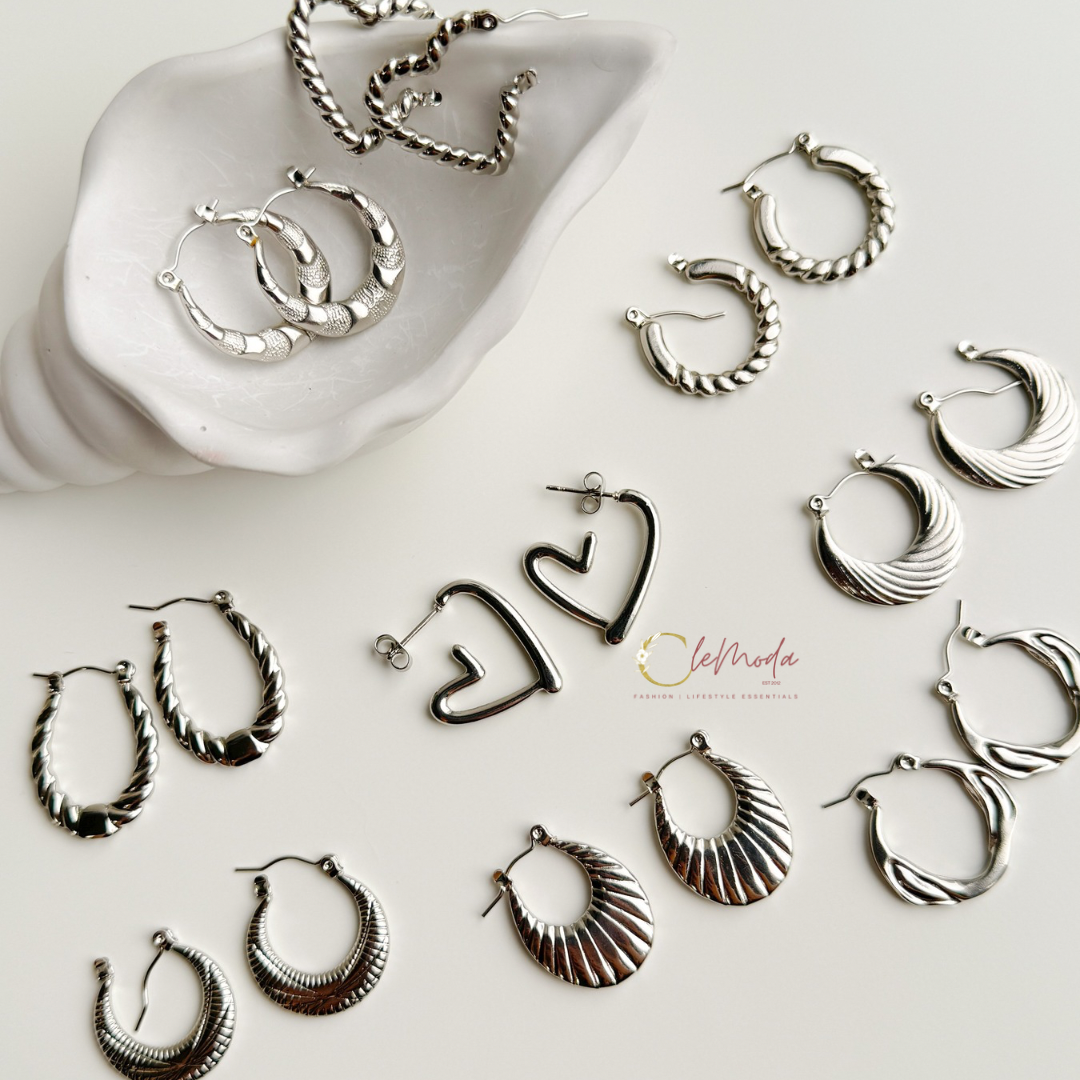 Anya Silver Medium Hoops Earrings