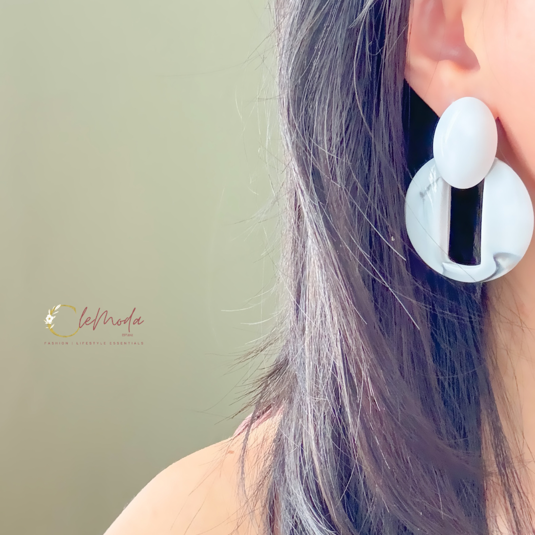 Hermosa White Marble Earrings