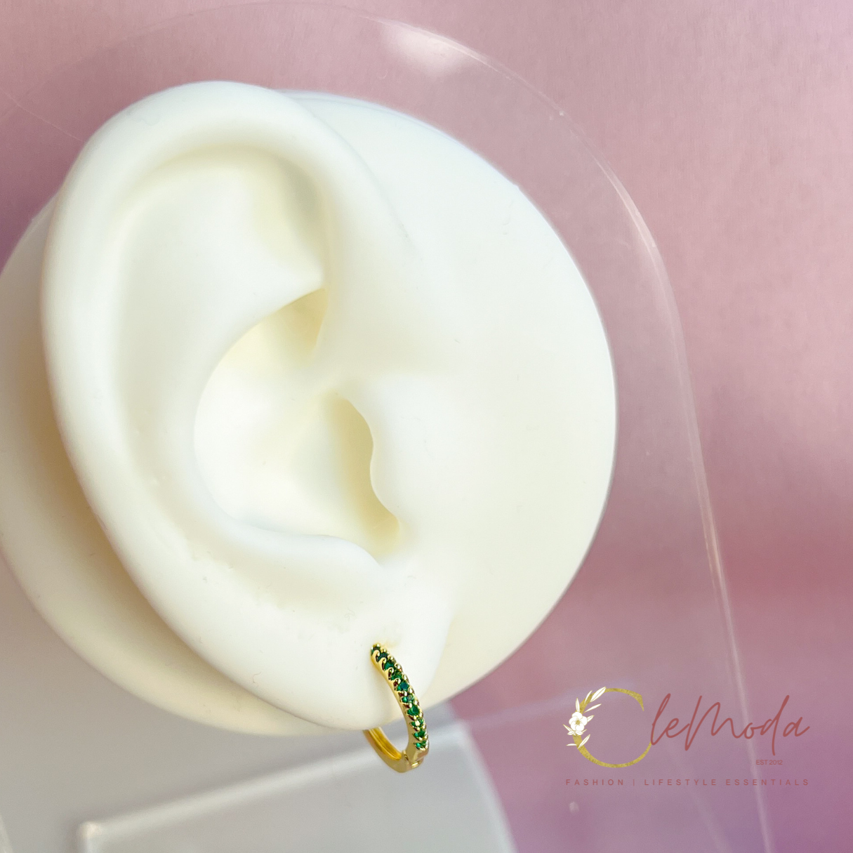 Alicia HOOPS Mini Green Huggies Earrings