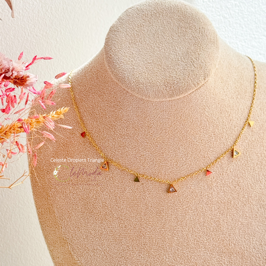 Celeste Droplets Triangle Necklace