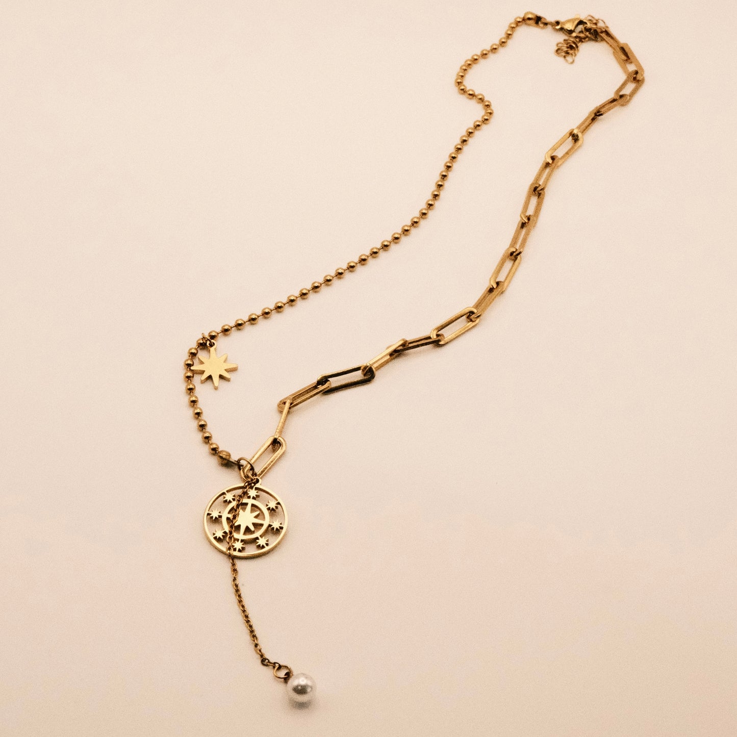 Sunna Stella Pearl Drop Paperclip Necklace