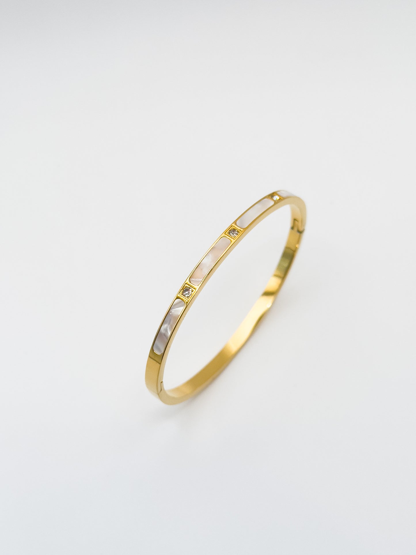 Oro Premium Elara Mother of Pearl Gold Silver Bangle