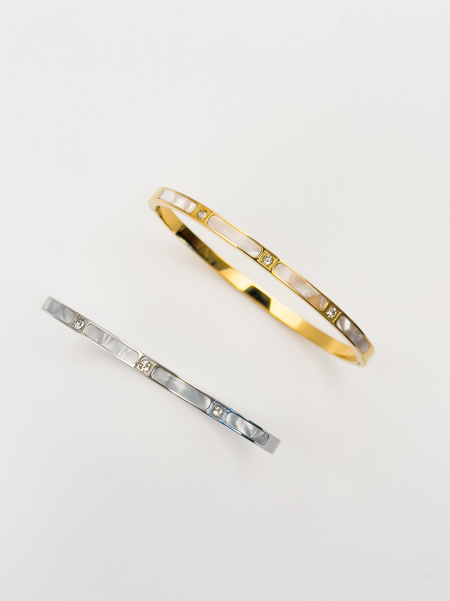Oro Premium Elara Mother of Pearl Gold Silver Bangle