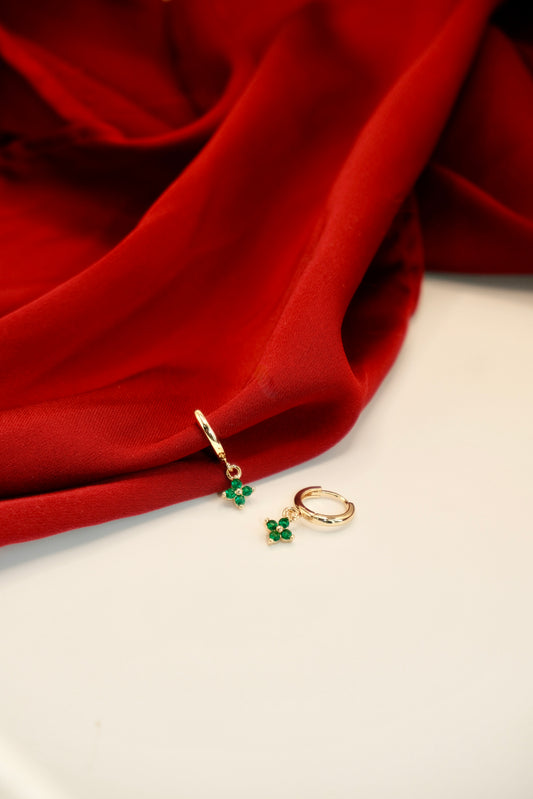 Alicia Hoops Emerald Flower Earrings