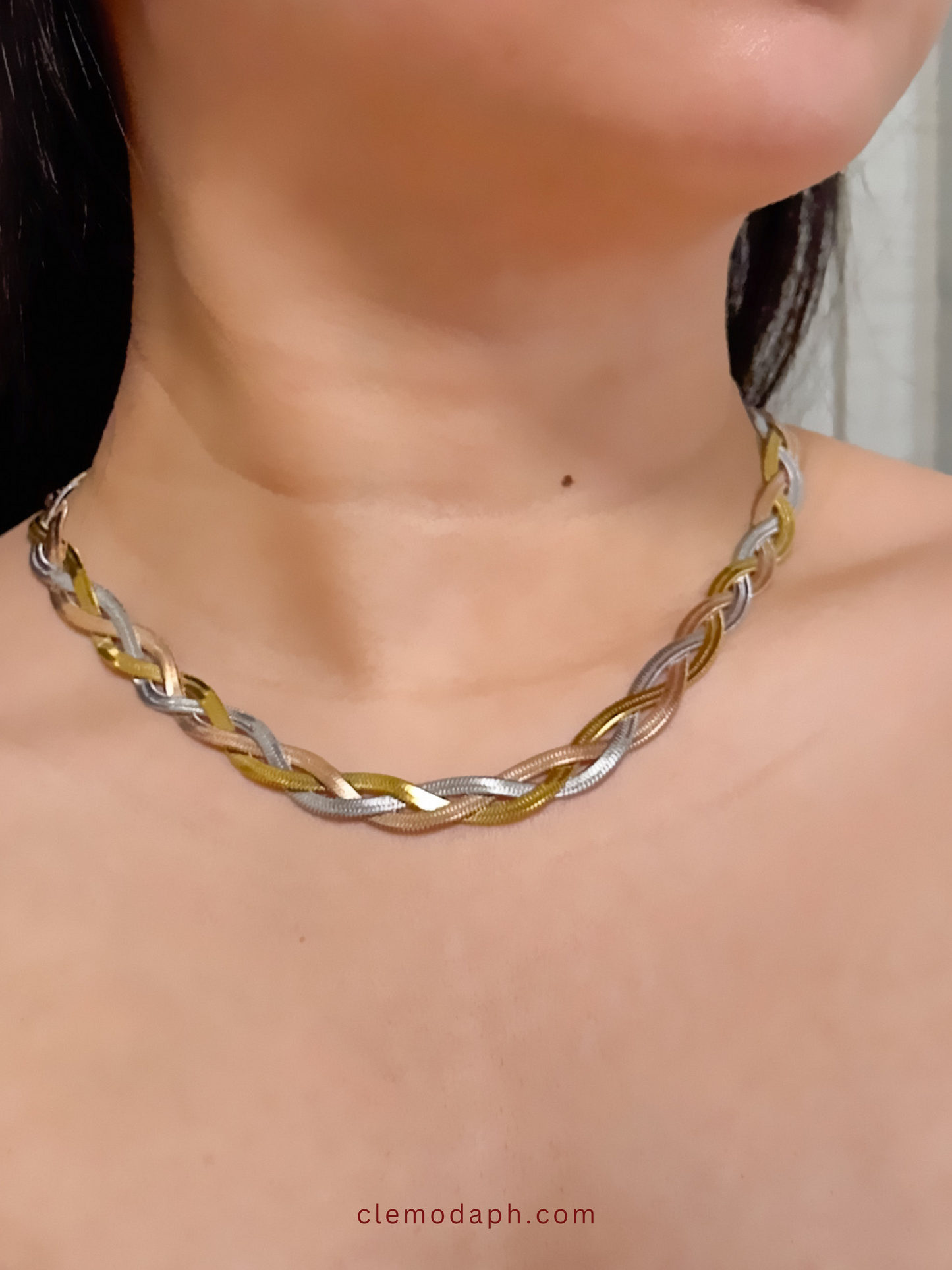 Aura Tricolor Snake Braided Necklace