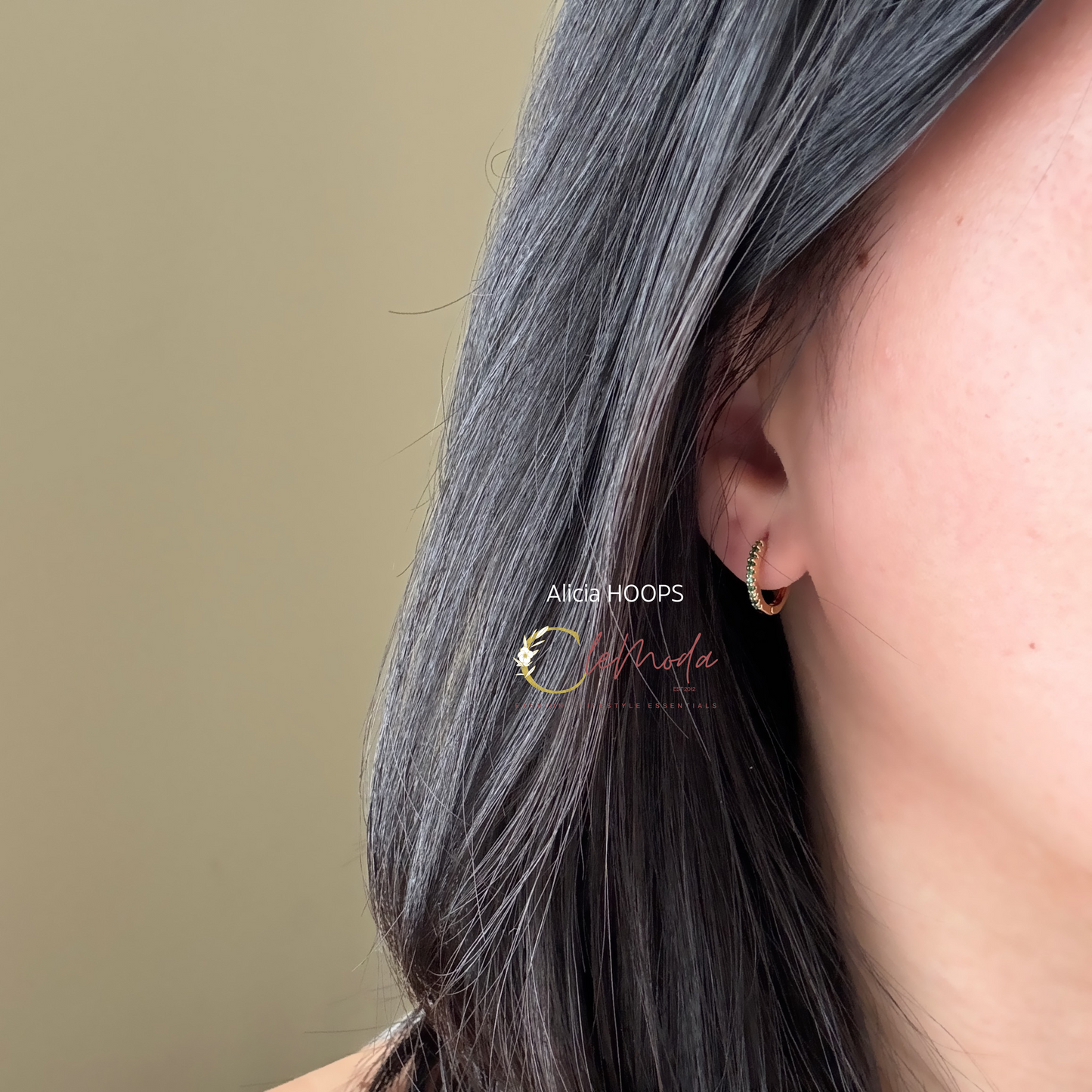 Alicia HOOPS Mini Green Huggies Earrings