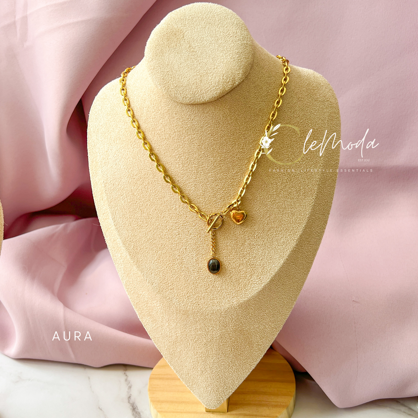 Aura Opal Heart Chain Necklace