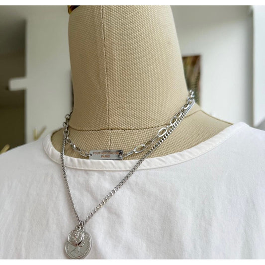 Aura Silver Double Chain Necklace