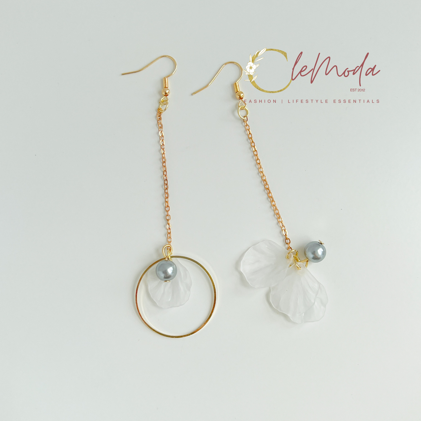 Unica Blue Pearl Gold Drop Earrings
