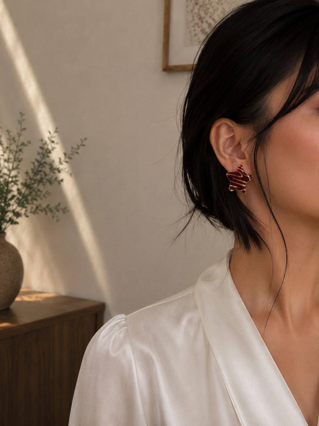 Anya Star Earrings (Wine Red)