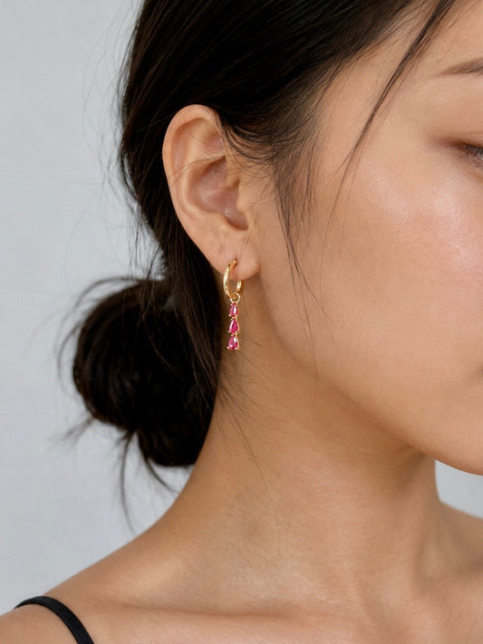 Alicia Hoops 2-way Drop Pink Earrings