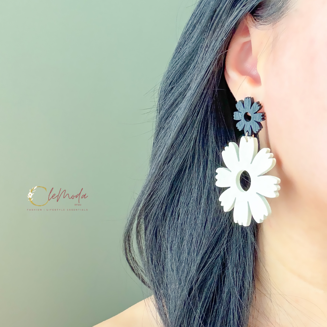 Hermosa Flower Wood Earrings