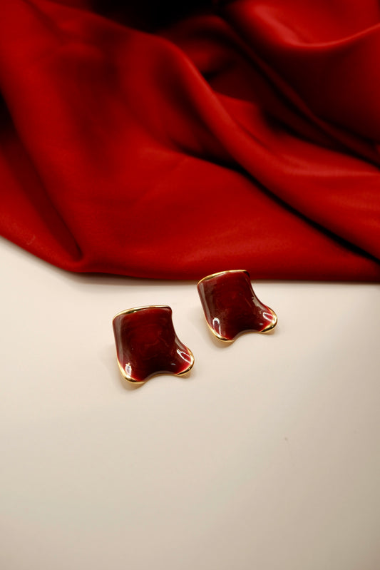 Anya Irregular Earrings (Wine Red)