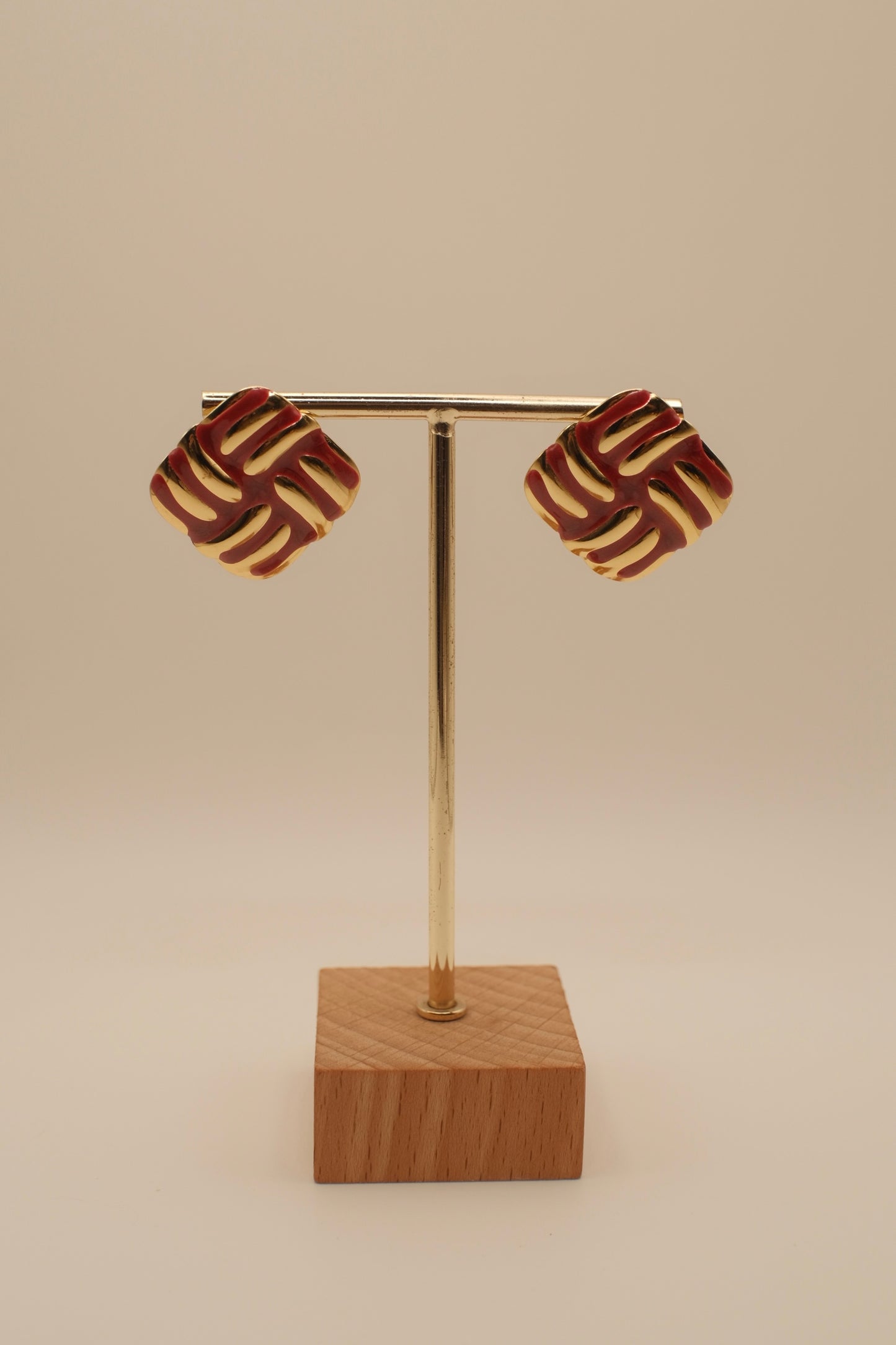 Anya Wine Red Weave Chunky Earrings