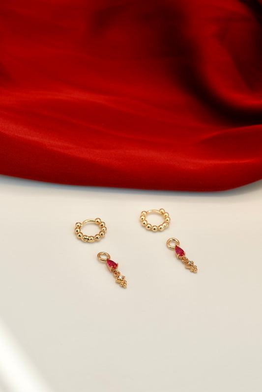 Alicia Hoops 2-way Drop Pink Earrings