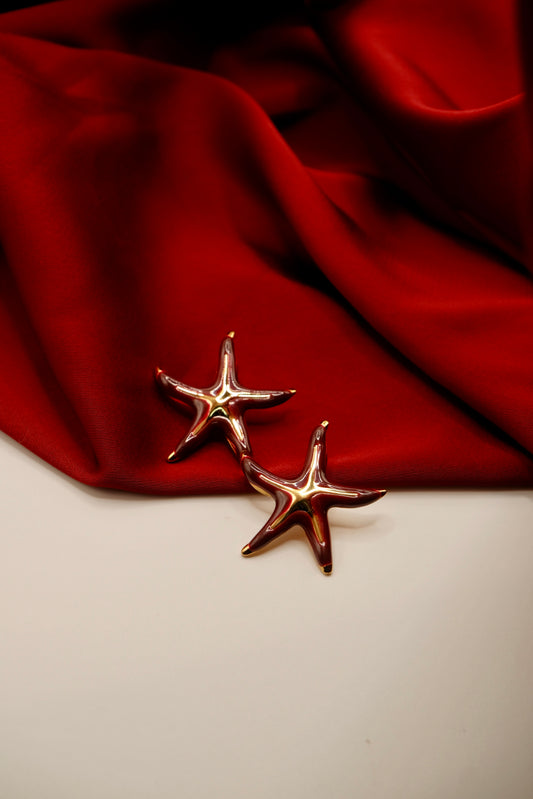 Anya Starfish Earrings (Wine Red)