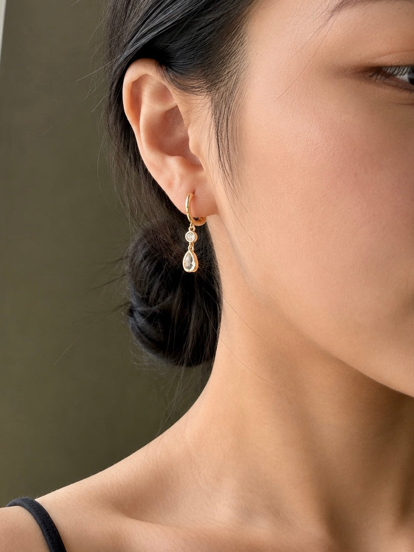 Alicia Hoops Double Crystal Drop Earrings