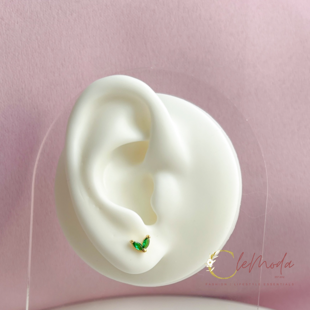 Stella Green Leaf Stud Earrings