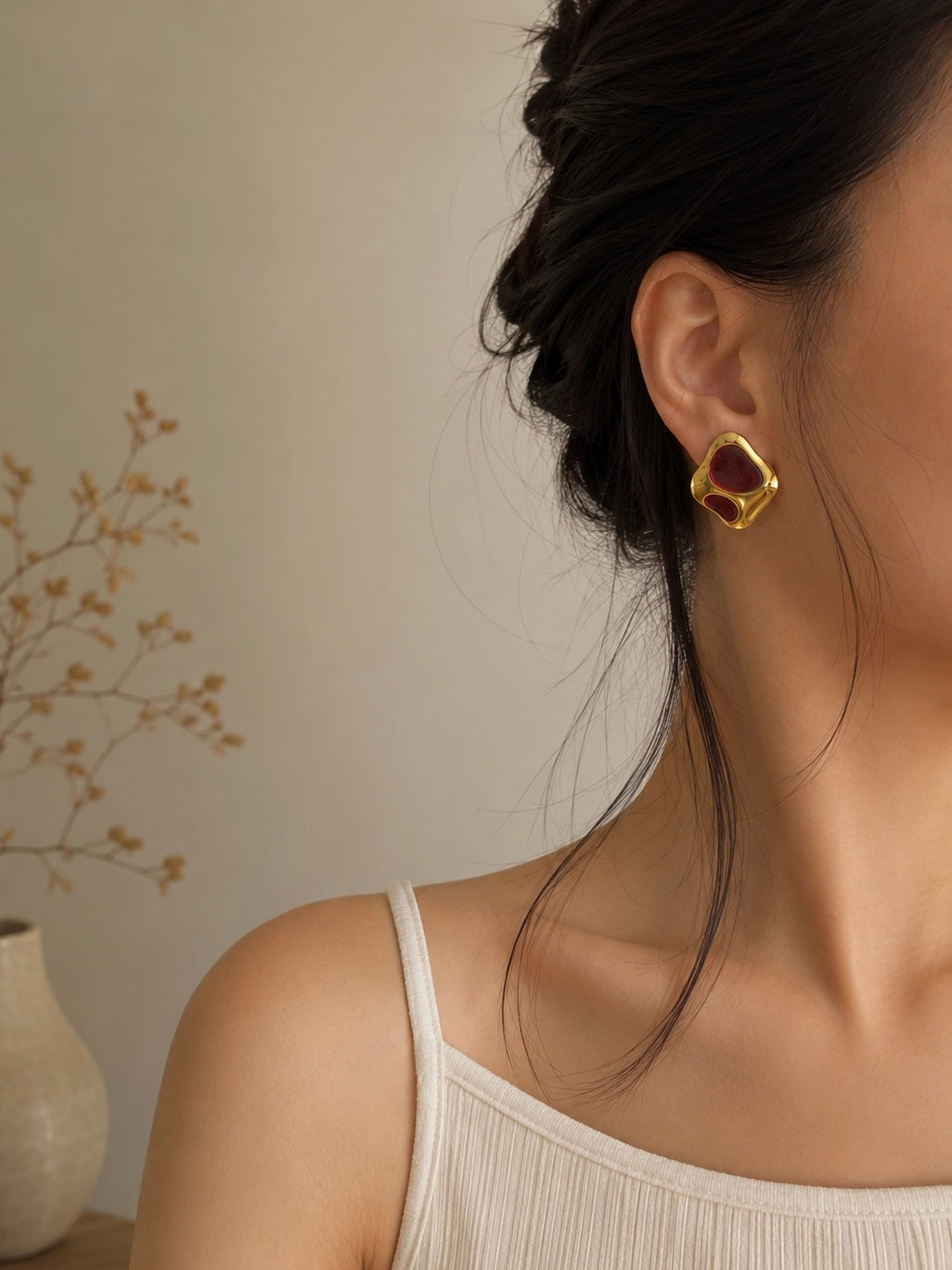 Anya Bordeaux Small Earrings