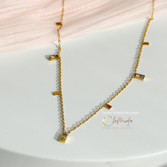 Celeste Droplets Rectangle Necklace