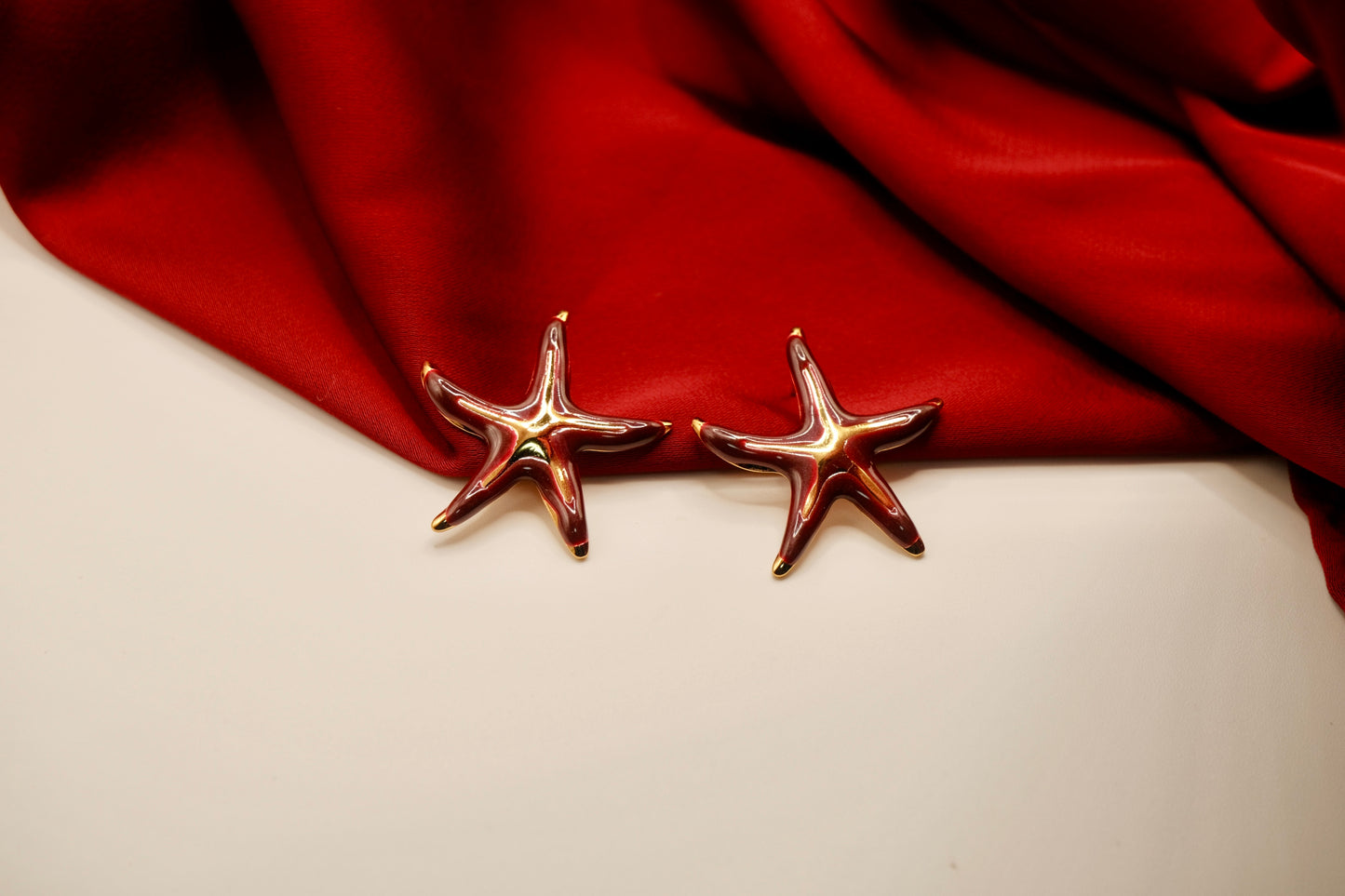 Anya Starfish Wine Red Earrings