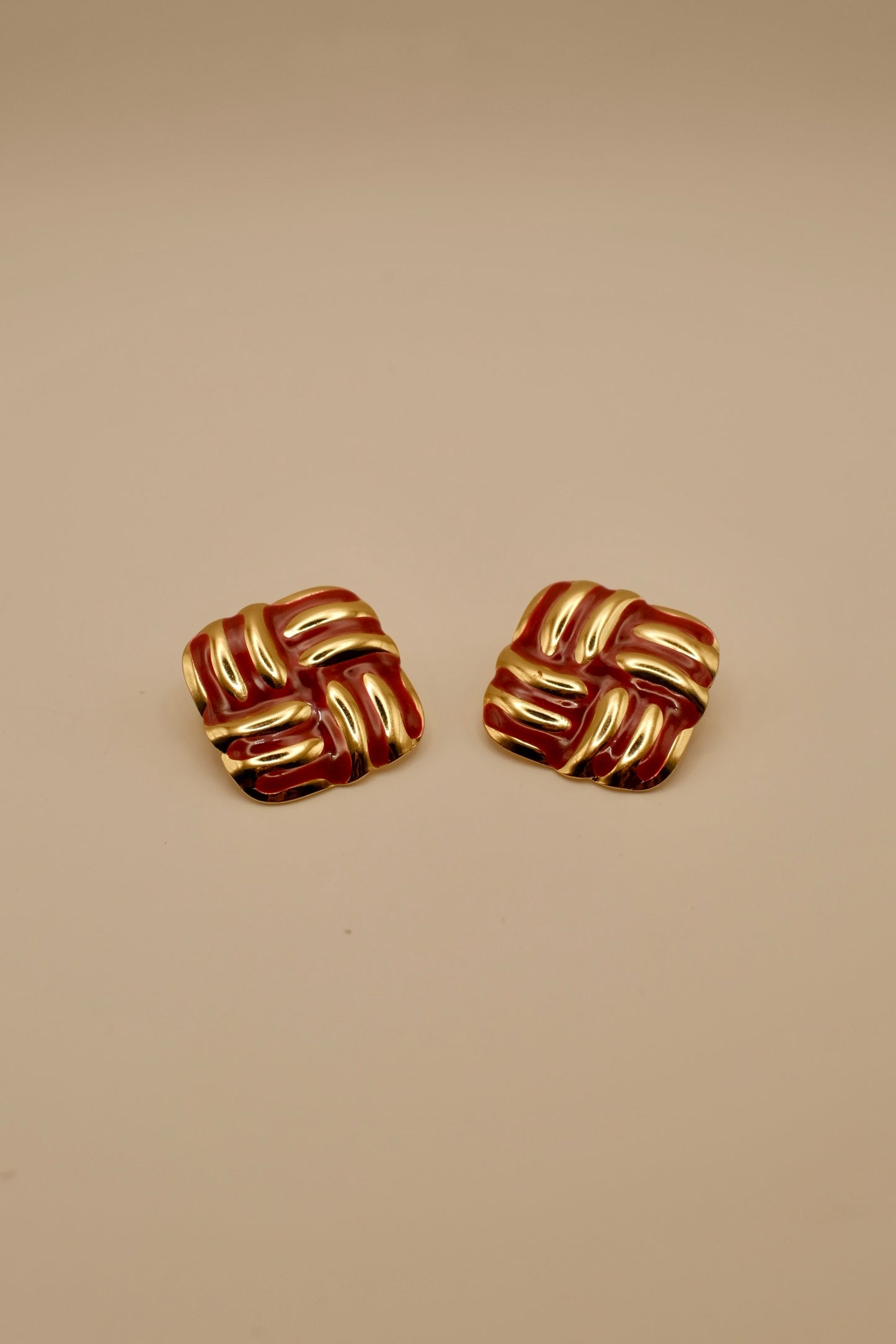 Anya Wine Red Weave Chunky Earrings