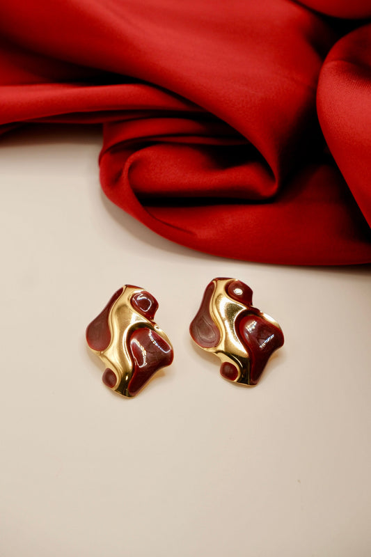 Anya Bordeaux Wave Earrings