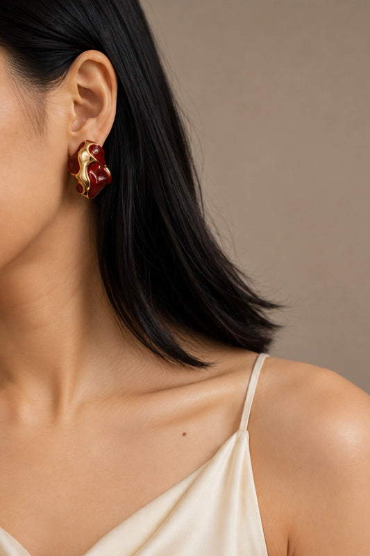Anya Bordeaux Wave Earrings