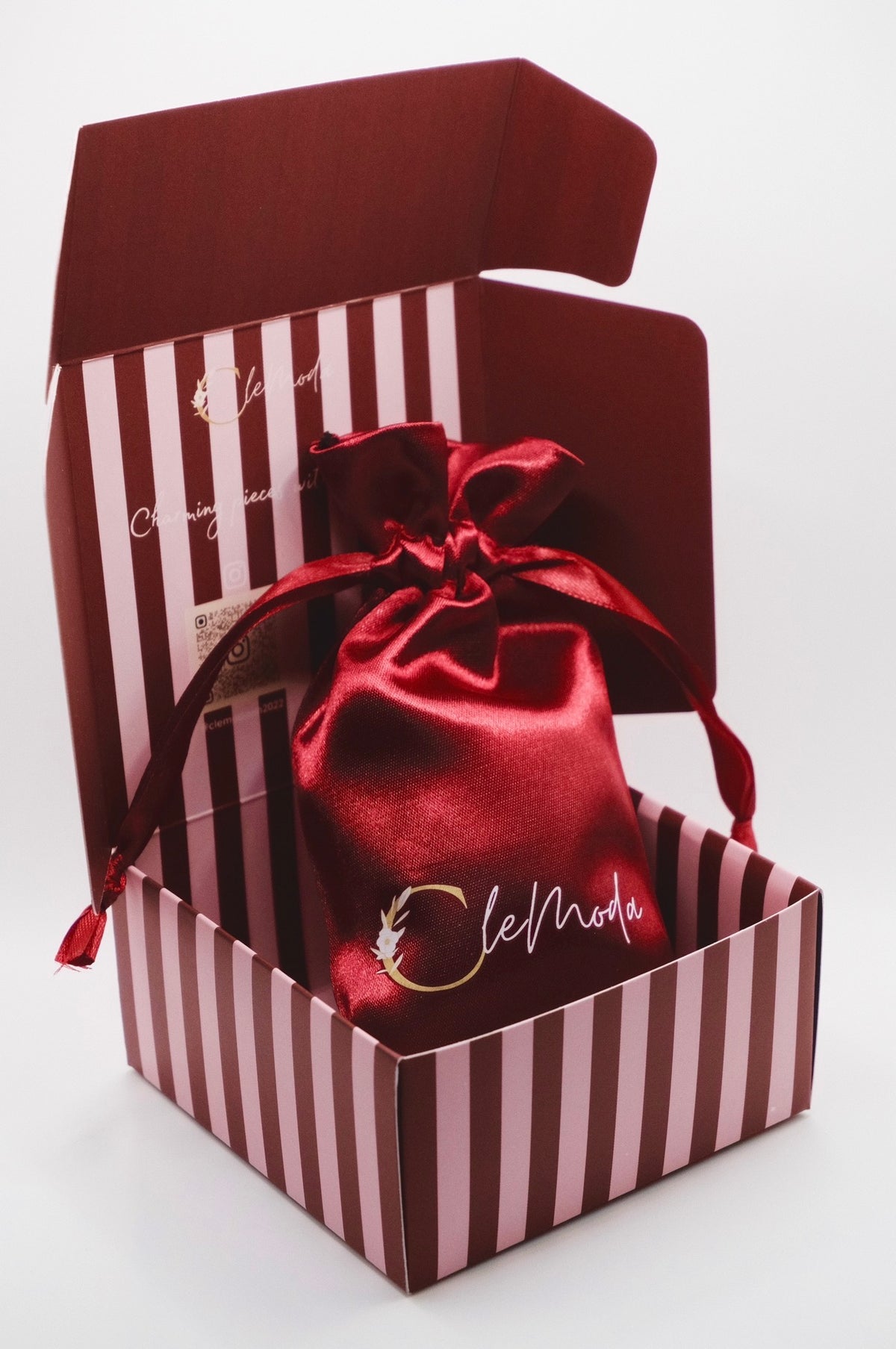 Dark Red Satin Pouch - Gift Packaging
