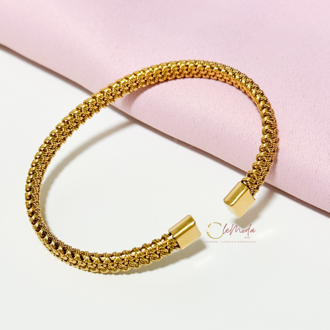 C Weave Gold Bangle