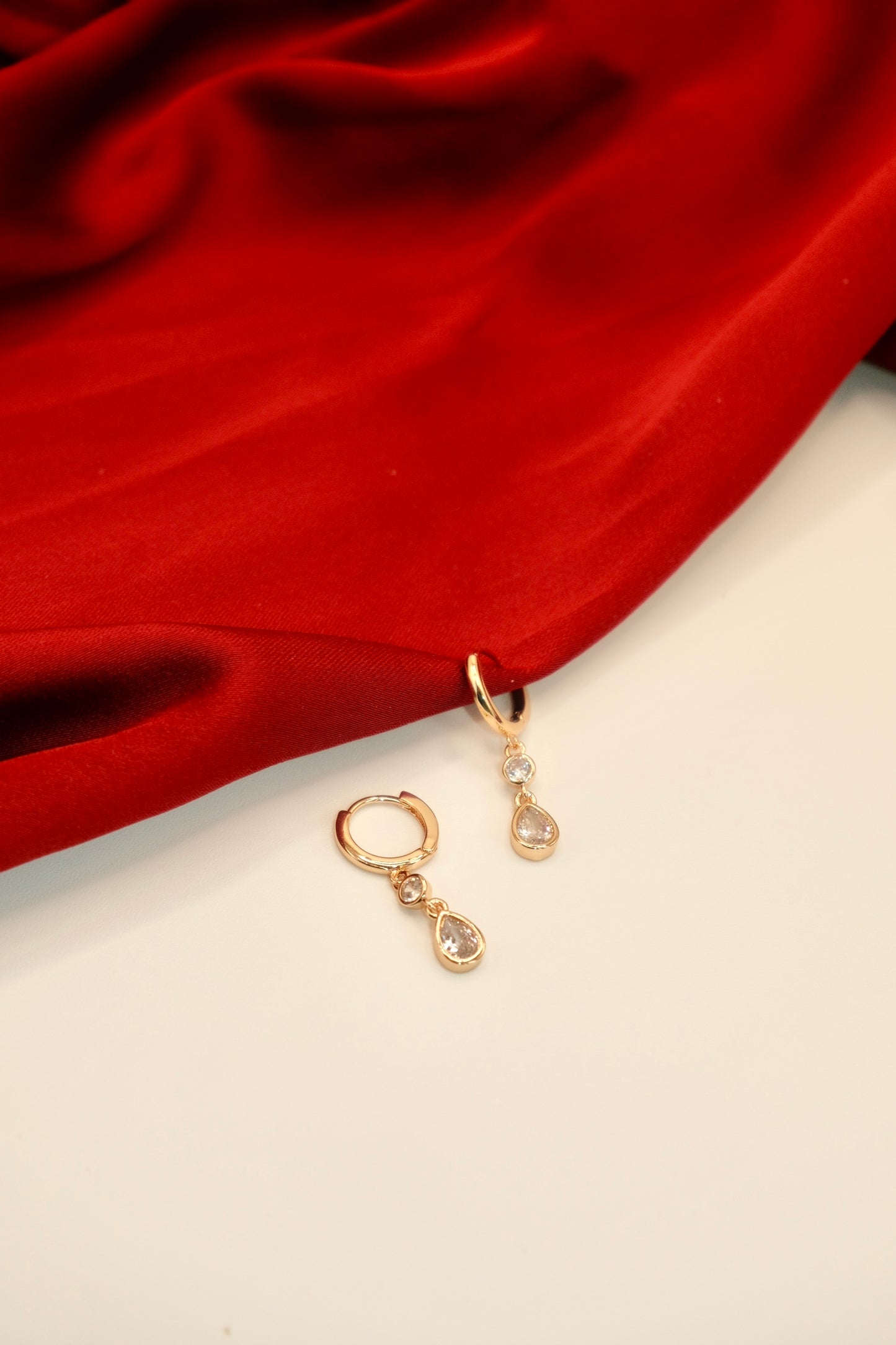 Alicia Hoops Double Crystal Drop Earrings