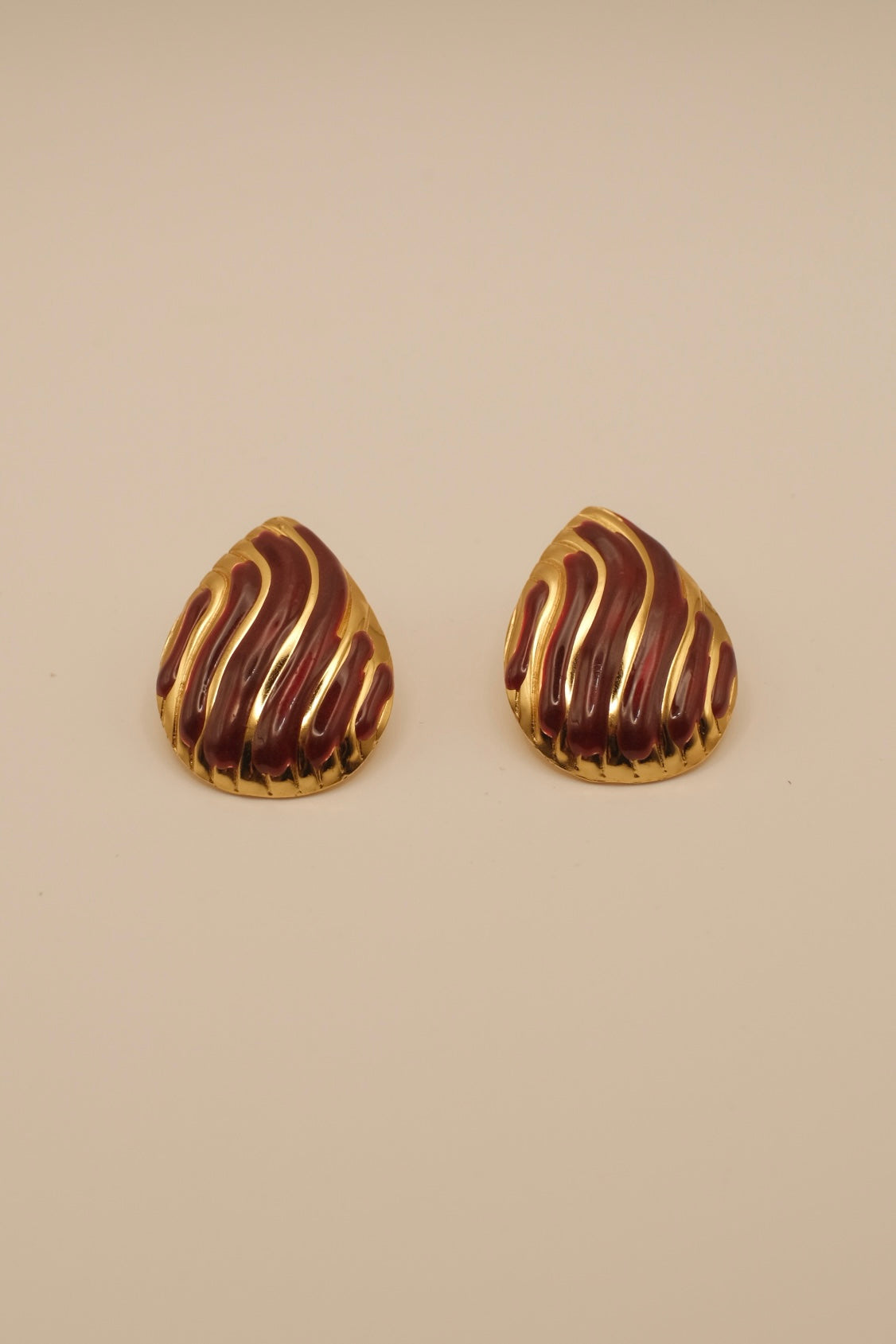 Anya Wine Red Almond Chunky Earrings