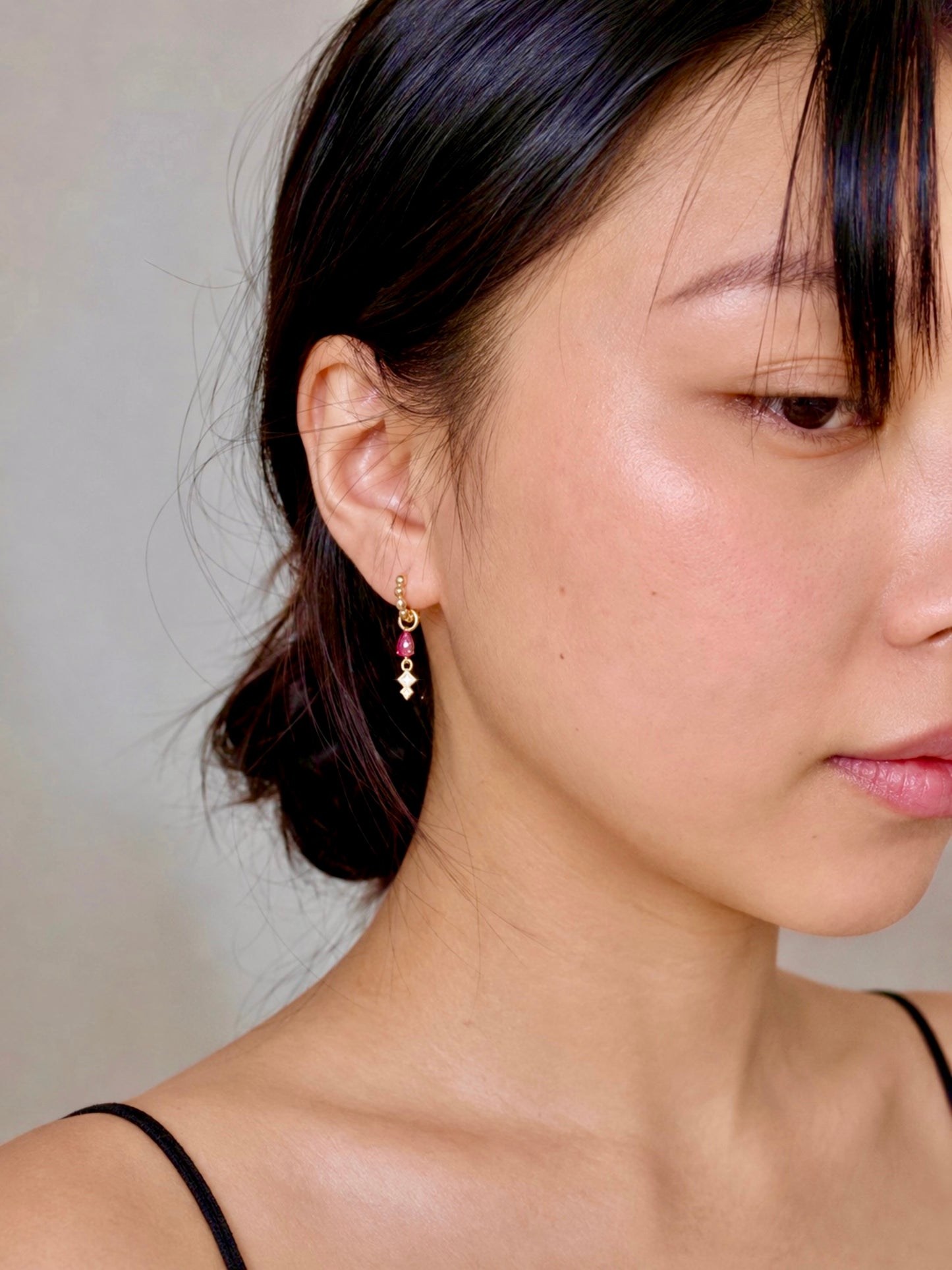 Alicia Hoops 2-way Drop Pink Earrings