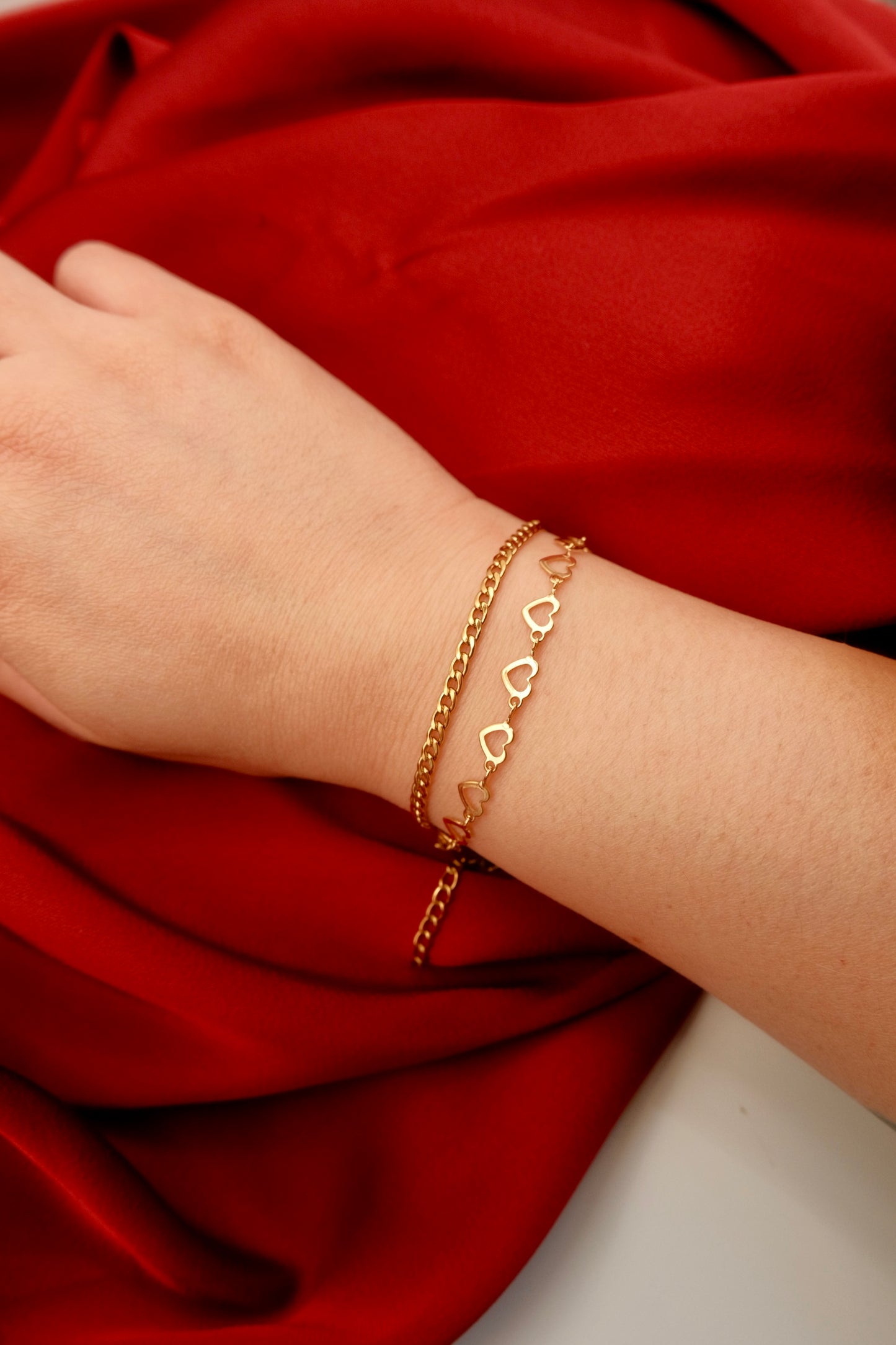 Heartline Cuban Gold Bracelet