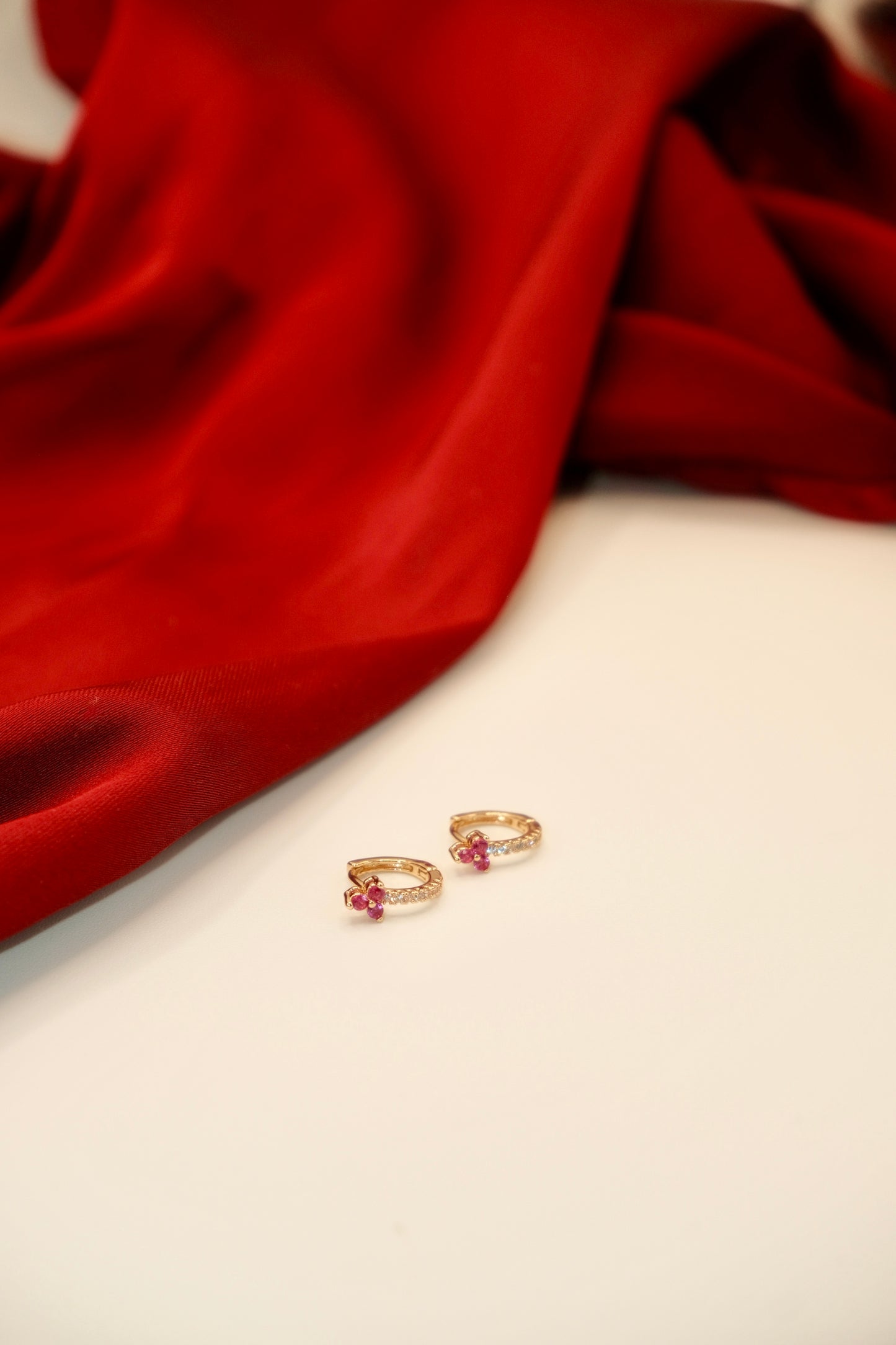 Alicia Hoops Pink Crystal Earrings