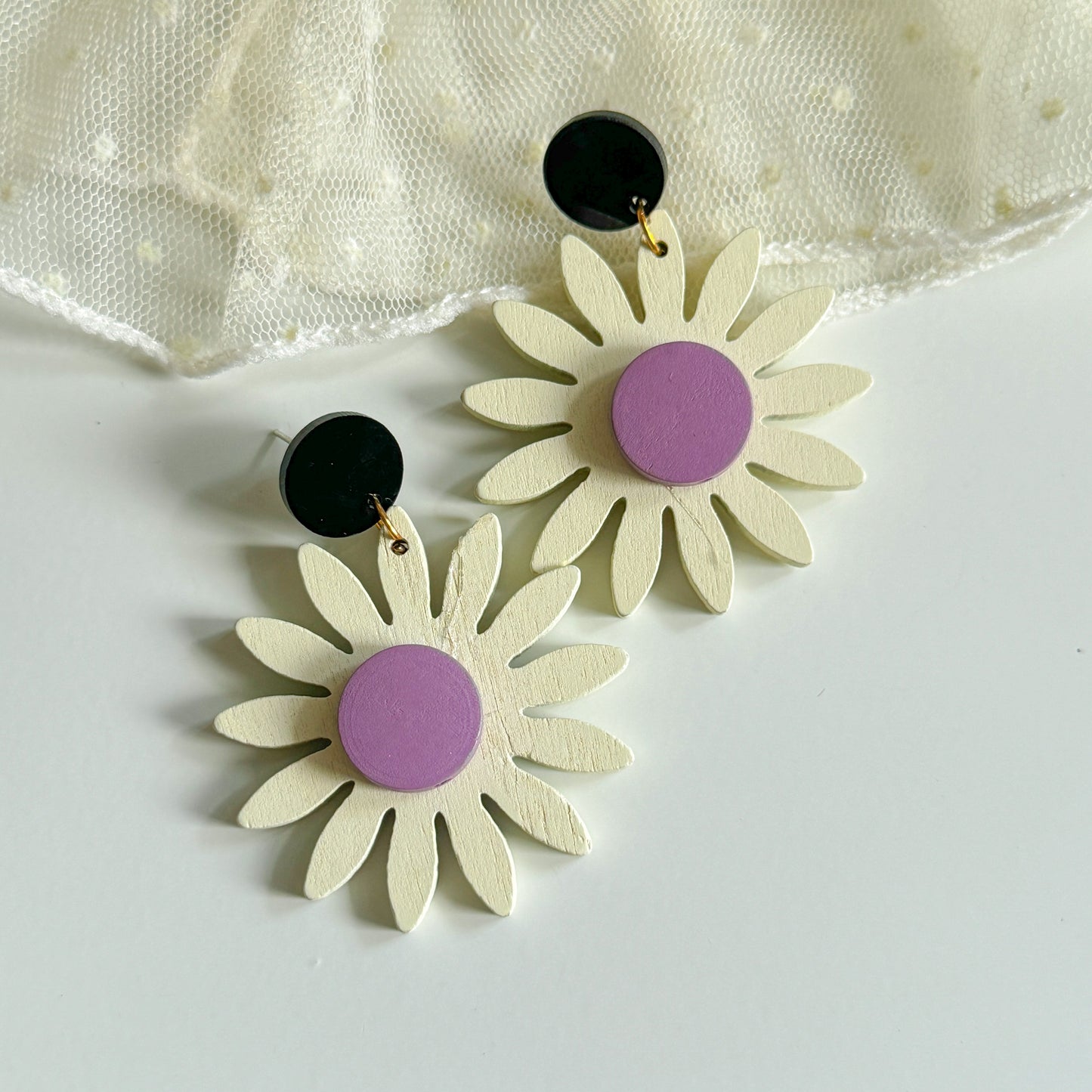 Hermosa Flower Wood Earrings