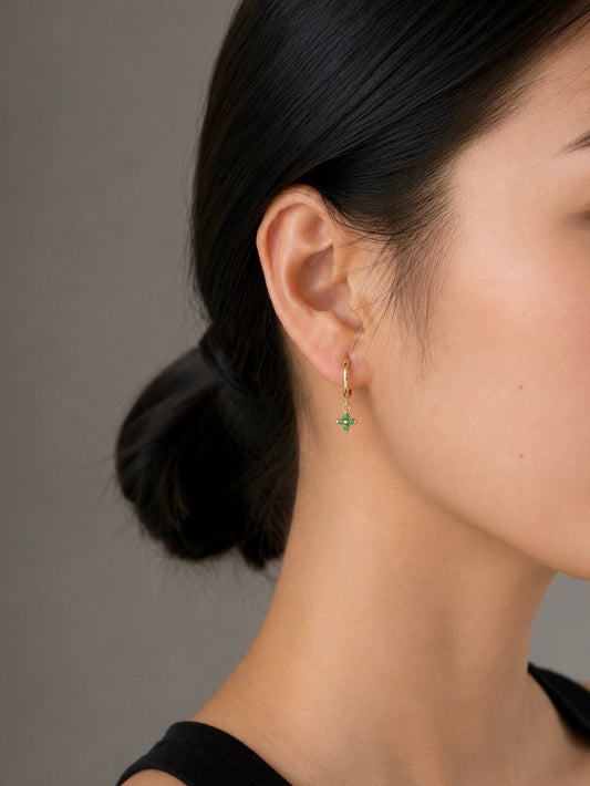 Alicia Hoops Emerald Flower Earrings