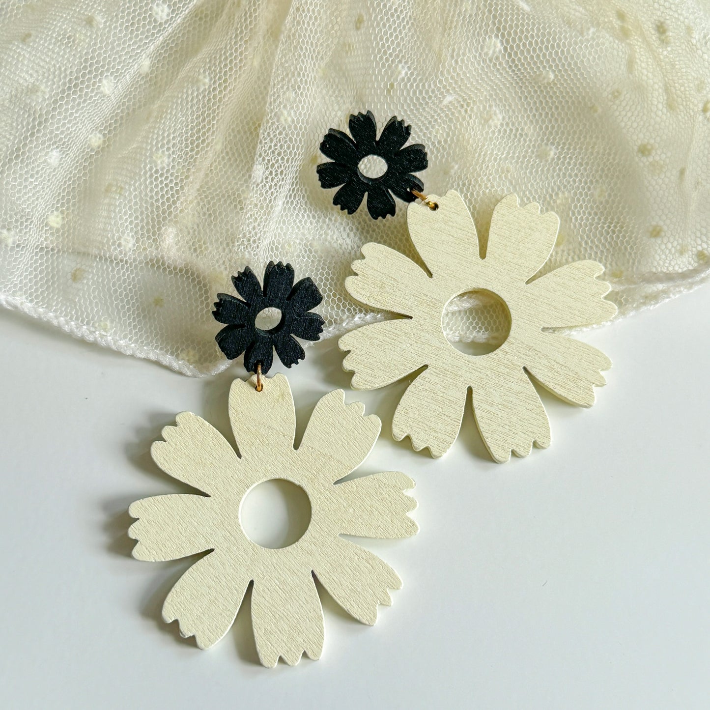 Hermosa Flower Wood Earrings