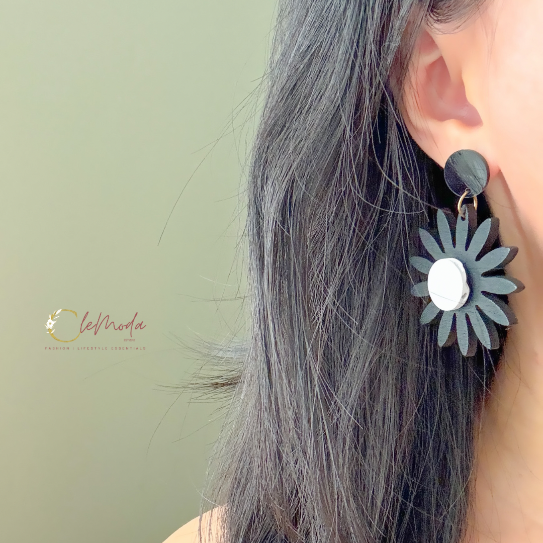 Hermosa Flower Wood Earrings