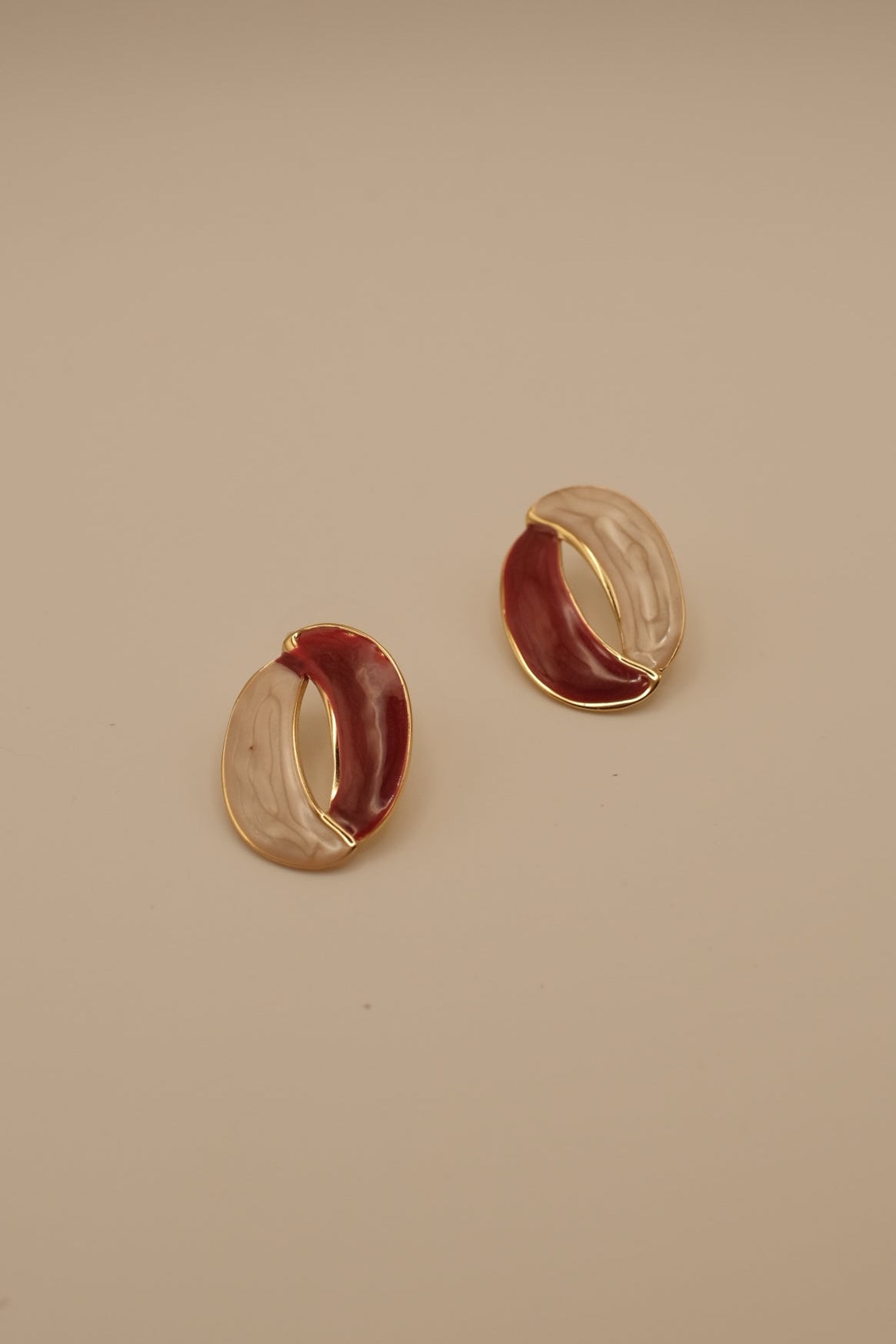 Anya Wine Red & White Chunky Earrings