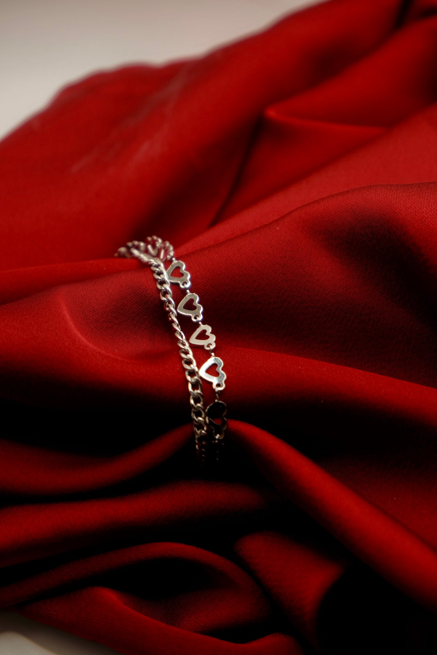 Heartline Cuban Silver Bracelet